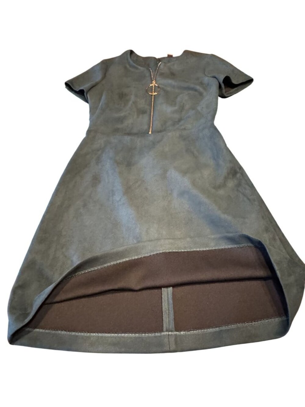 Calvin Klein Green Short-Sleeve High-Low Dress Size 4 Polyester Blend Classic